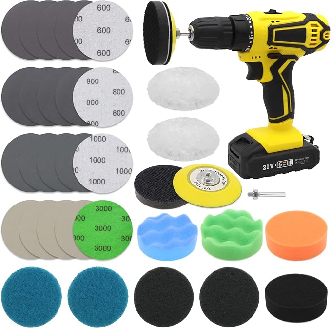 VIBRATITE 32PCS Headlight Restoration Kit, 3" Drill Sanding & Polishing Kit | Removes Cloudy Headlights, Oxidation, Yellowing and Minor Scratches, Restorer to Like-New Condition