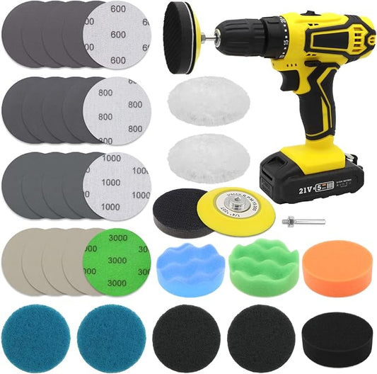 VIBRATITE 32PCS Headlight Restoration Kit, 3" Drill Sanding & Polishing Kit | Removes Cloudy Headlights, Oxidation, Yellowing and Minor Scratches, Restorer to Like-New Condition