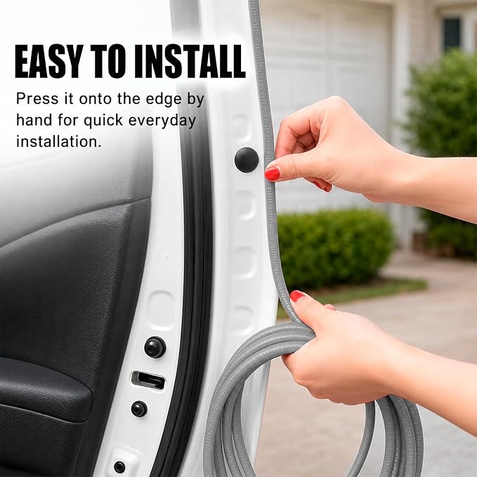 16.4 Ft Rubber Car Door Edge Guards, U Shape Edge Trim, Gray | Flexible profile, cut to fit, parking ding shield, push on setup, fits most sedans SUVs trucks, automotive accessories