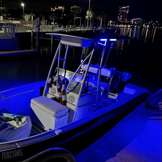 Nilight Marine LED Pods Navigation Lights 2PCS 54W Blue White Flood Beam Ponton Boat Deck Dock Lighting for Night Fishing T-top Stern Yacht Kayak Port Sailboat Trucks Tractors