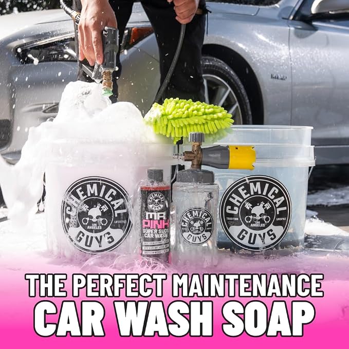 Chemical Guys, Mr. Pink pH-Balanced Car Wash Soap for Foam Cannons, 128 oz | Thick foaming suds lift dirt and grime in foam cannons, blasters or buckets, gentle on wax, sealant and ceramic
