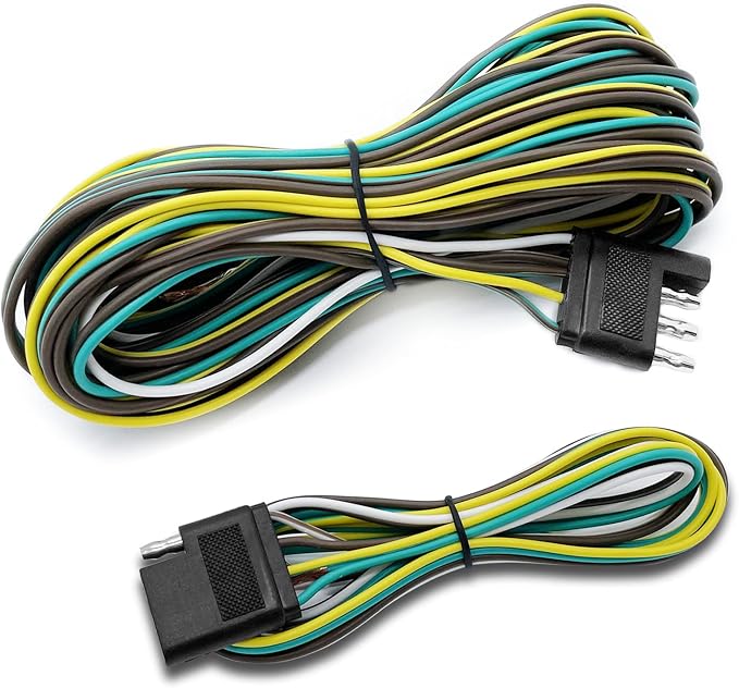 LIMICAR Trailer Wiring Harness Kit, 25ft Trailer Wire with 4 Flat Extension Connector, 4 Pin Flat Wishbond Wiring Light Kit for Utility Boat
