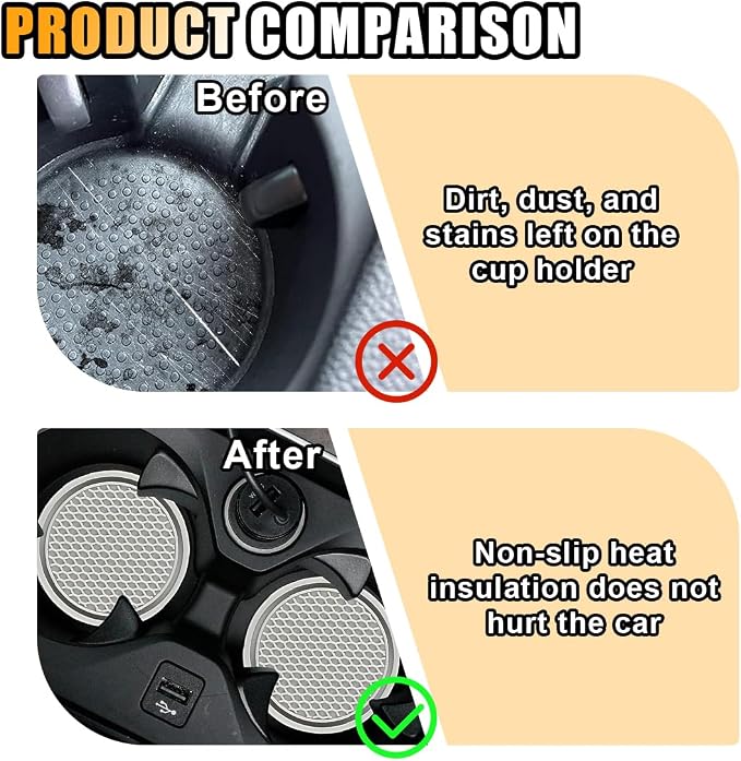 4PCS Car Cup Holder Coaster, 2.7 Inch Honeycomb Non-Slip Car Coaster, Auto Embedded in Ornaments Coaster, Universal Cup Holder Insert Mat for Most Car Interior Accessories (Gray)