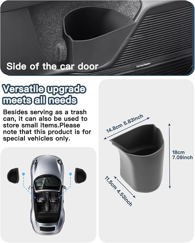 Ruiya Door Trash Can Compatible with 2026 Subaru Outback All Trims Driver & Passenger Side Door Pocket Silicone Garbage Bin 2026 Outback Accessories Organizer Wastebasket(2Packs)