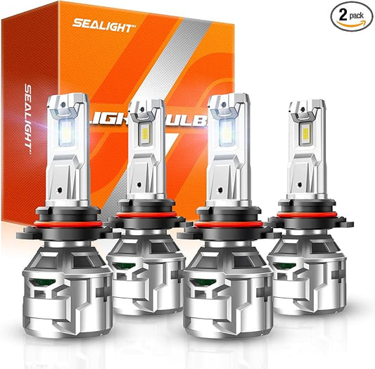 SEALIGHT 9005 9006 LED Fog Bulbs 60000LM Edition IP68 Water Proof, Brightest X5 9005 9006 headlight lights Easy Installation for Headlight Housings, Plug and Play 10 Years Lifespan, Pack of 4