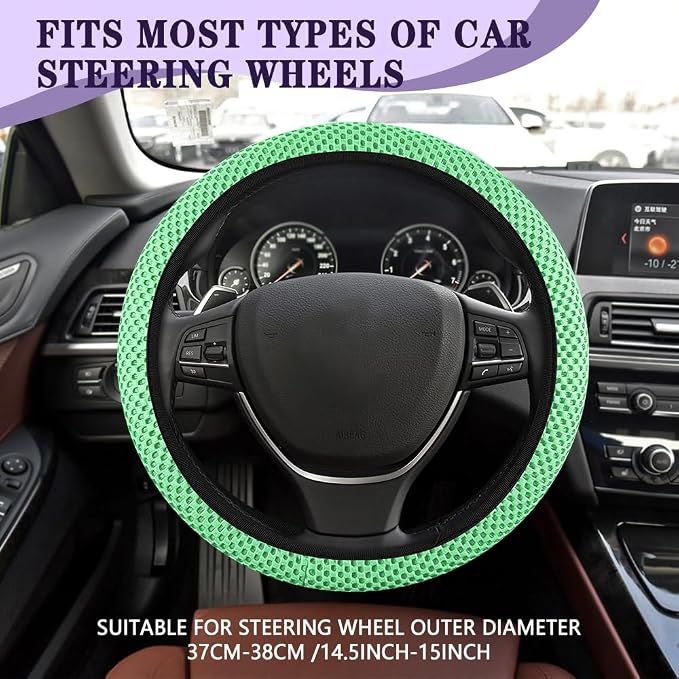 Elastic Stretch Steering Wheel Cover, Steering Wheel Cover, 15" Breathable Auto Steering Wheel Protector, Universal Car Accessories Comfortable Non-Slip Vehicle Steering Wheel Covers for Women Men