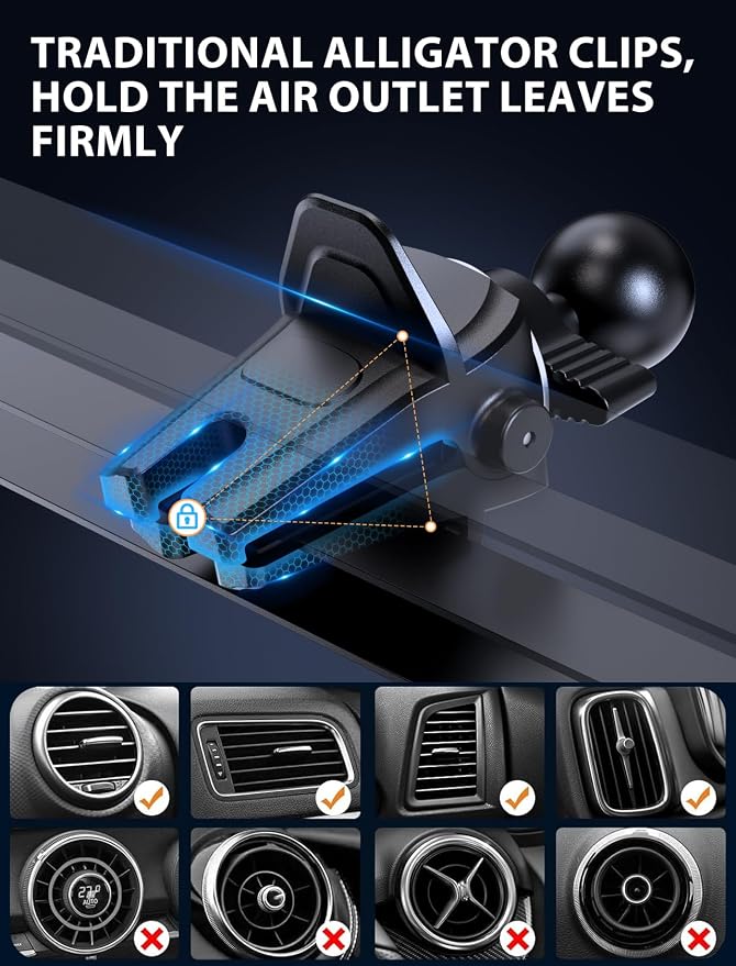 Wireless Car Charger, MOKPR 15W Fast Charging Auto-Clamping Car Charger Phone Mount Air Vent Cell Phone Holder for iPhone 16/15/14/13/13 Pro/12 pro/12/11, for Samsung Galaxy S23/S22/S21/S20, etc