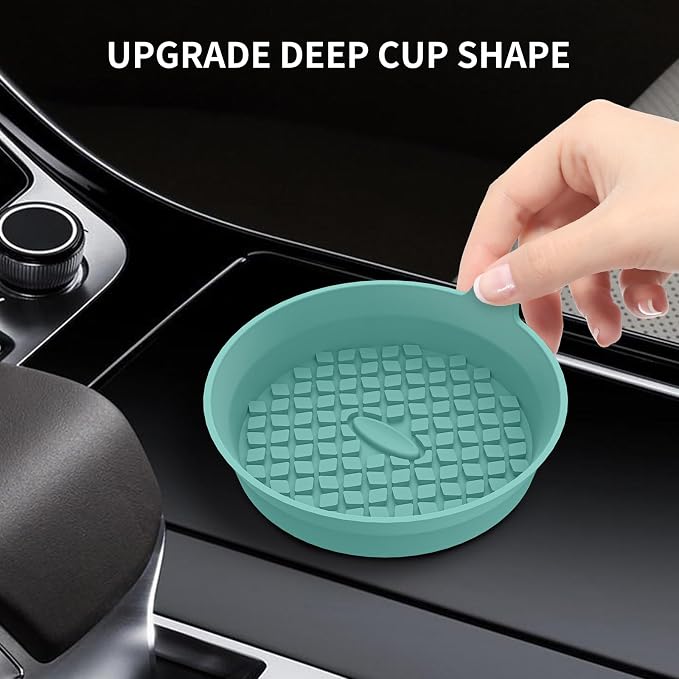 ME.FAN Car Cup Holder Coasters [4 Pack] Silicone Cups Mats, Automotive Universal Non-Slip Recessed Interior Accessories Teal Blue