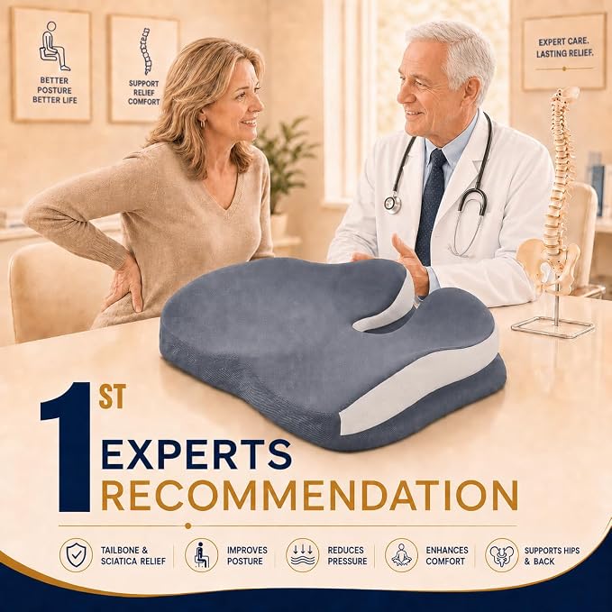 Seat Cushions for Office Chairs Wheelchair Cushion for Long Sitting Back Pain，Memory Foam Seat Car Computer Desk Chair Cushion，Coccyx Cushion for Tailbone Pain Relief Cushion Office Chair Butt Pillow | Suitable for prolonged sitting, relieves tailbone ...