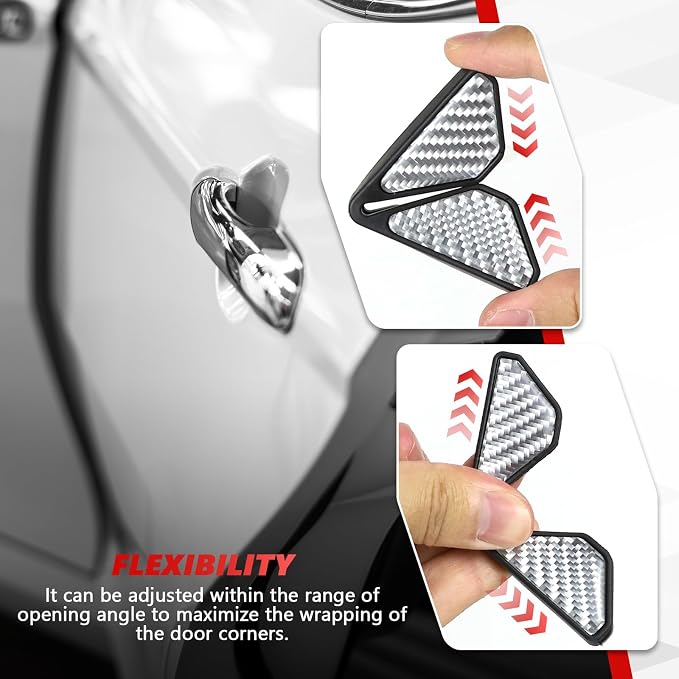 2PCS Carbon Fiber Auto Door Edge Guards, Universal Car Door Corner Protectors, Anti-Collision, PVC, Silver