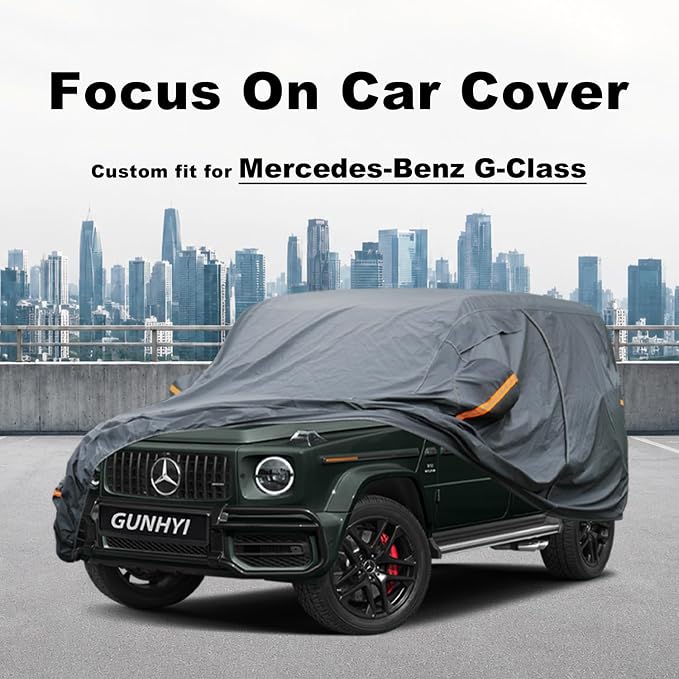 GUNHYI Premium Car Cover Custom Fit Mercedes-Benz G-Class(1979-2018), 16 Layers Heavy Duty Car Cover Waterproof All Weather with Zipper Door for Sun Rain Snow Dust Uv Protection