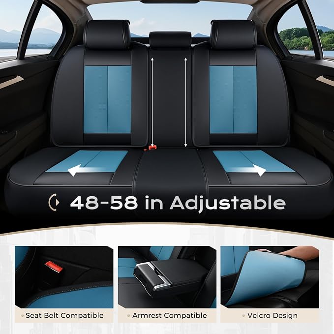 Coverado Car Seat Covers, Seat Covers for Cars, Waterproof Leather Auto Seat Protectors, Leather Car Seat Cushion, Car Interiors Accessories Universal Fit for Most Cars