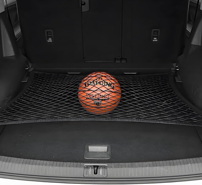 BAILALIBO Cargo Net with Metal Hooks, 32x24 in | Elastic stretchable mesh, adjustable for SUV/truck, universal fit, secure trunk storage, heavy-duty car exterior accessory