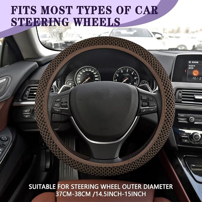 Elastic Stretch Steering Wheel Cover, Steering Wheel Cover, 15" Breathable Auto Steering Wheel Protector, Universal Car Accessories Comfortable Non-Slip Vehicle Steering Wheel Covers for Women Men