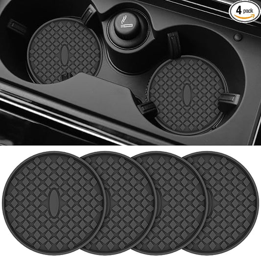 ME.FAN Car Cup Coasters [4 Pack] Silicone Car Coasters/Cup Mats, Non-Slip Recessed Car Interior Accessories Black
