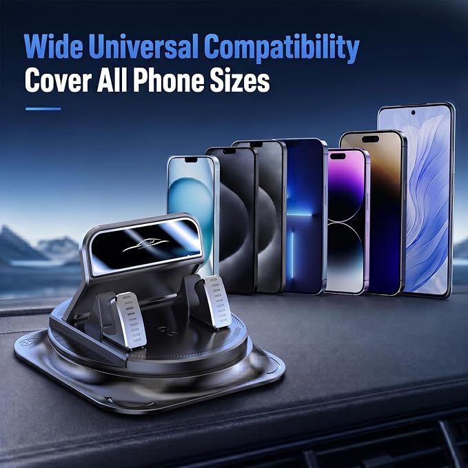360 Degree Rotatable Car Phone Holder, Non-Slip Dashboard Cell Phone Holder, Universal Car Phone Mount Stand for Navigation and Viewing