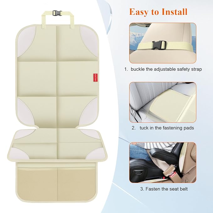 600D Fabric Auto Seat Protector with Thick Padding, Non-Slip Backing, Mesh Storage Pockets, Waterproof Car Seat Covers for SUV, Sedan, Truck
