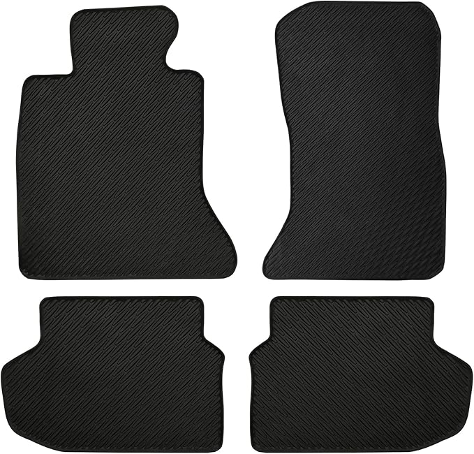 Car Floor Mats Custom Fit for BMW 5 Series F10 2011-2016 Full Black Rubber Auto Liner Mats All Weather Protection Heavy Duty Odorless