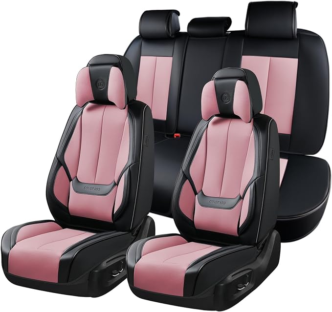 Coverado Car Seat Covers, Seat Covers for Cars, Waterproof Leather Auto Seat Protectors, Leather Car Seat Cushion, Car Interiors Accessories Universal Fit for Most Cars
