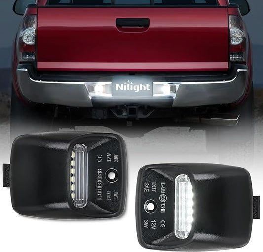 Nilight License Plate Lights Compatible with 2005 2006 2007 2008 2009 2010 2011 2012 2013 2014 2015 Toyota Tacoma 2000-2013 Tundra Black Housing 6000K White 2PCS Pack