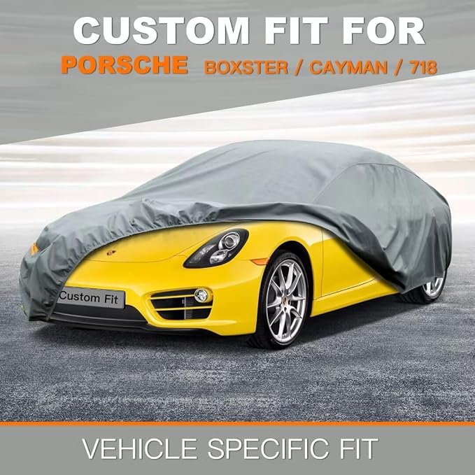 Kayme Heavy Duty Car Cover Custom Fit Porsche 718 Boxster Cayman 981 982 986 Waterproof All Weather for Automobiles, Full Car Cover - Sun, Rain & UV Protection