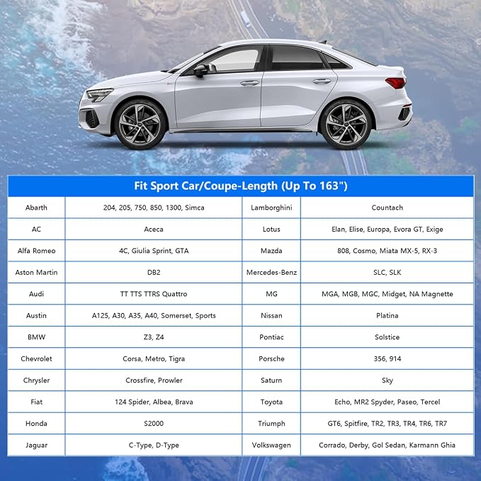 GUNHYI Car Cover for Coupe Sport Car Waterproof All Weather, Suitable for BMW Z3, Honda S2000, Mazda Miata/MX-5, Saturn Sky, Pontiac Solstice, Toyota MR2 Spyder, Volkswagen Cabrio etc.