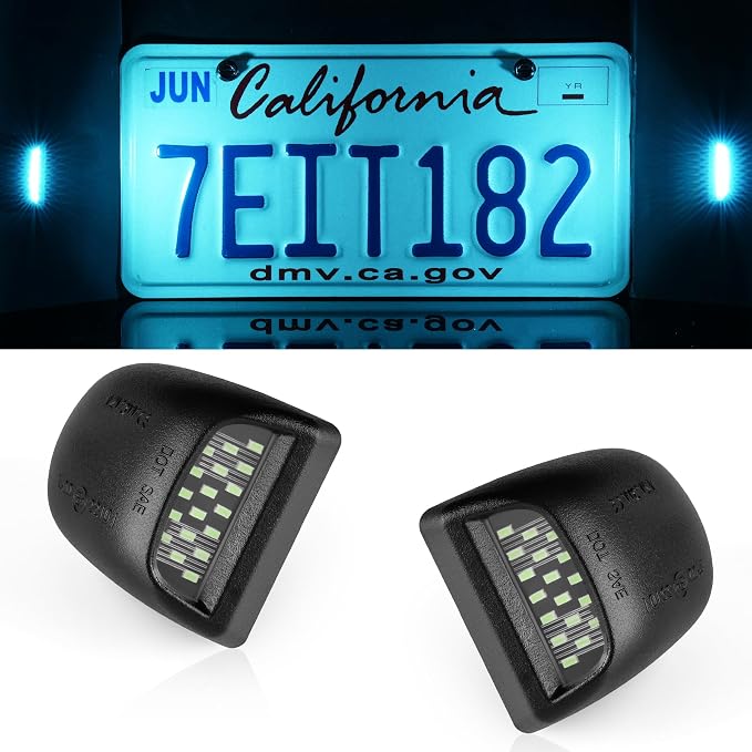 LivTee LED License Plate Light Assembly, Tag Light Fits Chevy Silverado 1500 2500 3500 1999-2013, Tahoe, Suburban, Fits GMC Sierra, Yukon XL, Cadillac Escalade, Car Accessories, Ice Blue
