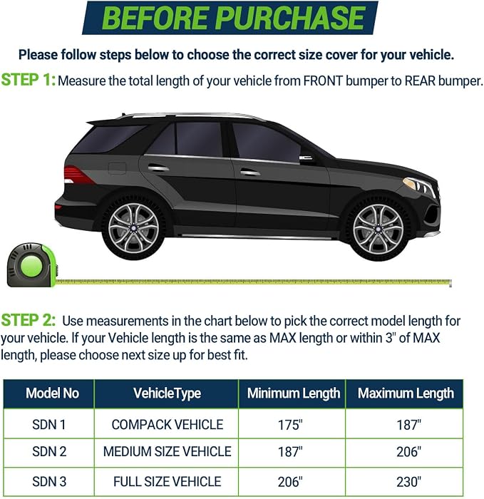 Season Guard Ultimate Plus SUV Crossover Car Cover,100% Waterproof Aluminium with Cotton Fleece and Breathable Fabric with Two Extra 19.6ft Windproof Tie Down Straps,Fits SUV up to 206"