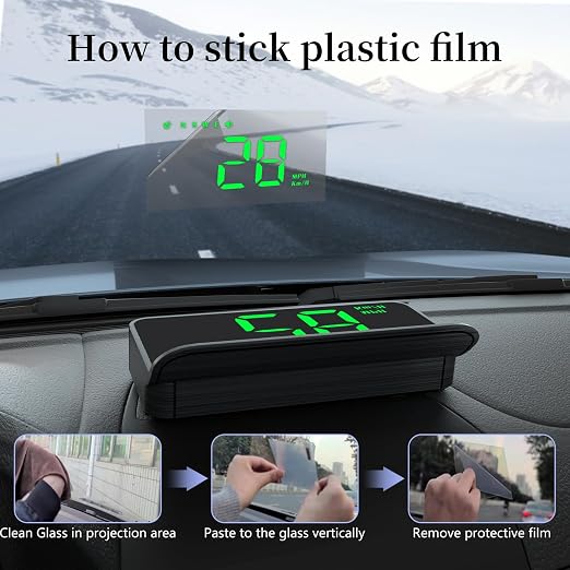 AZIJYV Heads Up Display for Cars,Windshield Speedometer Projector M1Green ,Digital GPS Speedometer with Speed,Driving Direction,Overspeed Alarm Fatigued Driving,GPS Mode for All Vehicles