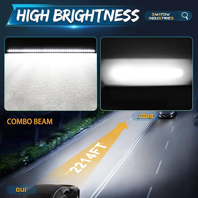 40 Inch Light Bar Slim, SWATOW INDUSTRIES 200W 40 Inch Single Row LED Bar Spot Flood Offroad Driving Light Roof Rack Light for UTV SUV Truck Pickup ATV Wrangler Toyota F150 Ram