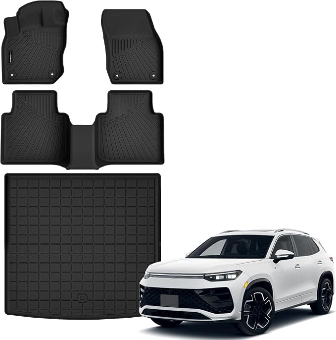 Auxko All Weather Floor Mats Cargo Mat for Volkswagen Tiguan 2025 2026 TPE Liners All Season Accessories Guard Odorless Anti-Slip Floor Liners Trunk Tray for Volkswagen Tiguan 2025 2026