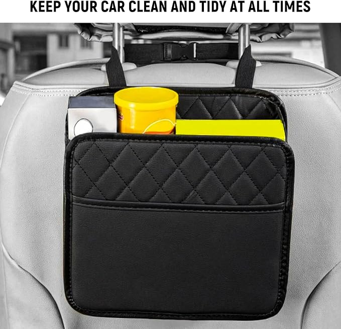 Car Back Seat Organizer, Waterproof Multipurpose Auto Seat Back Hanging Organizer with Mesh Pockets, Large Capacity Foldable Headrest Storage Bag for Most Vehicles