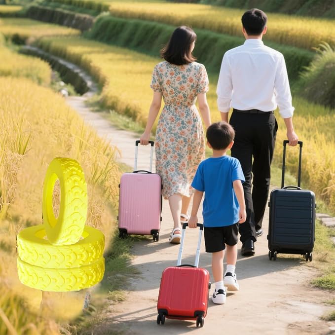 16-Pack Luggage Wheel Covers, Luggage Wheel Protector Covers for 2-2.4 inches Wheels Suitcases，Anti-Scratch & Noise Reduction Design, Silicone MaterialDurable Travel Case Accessories(16, Yellow).