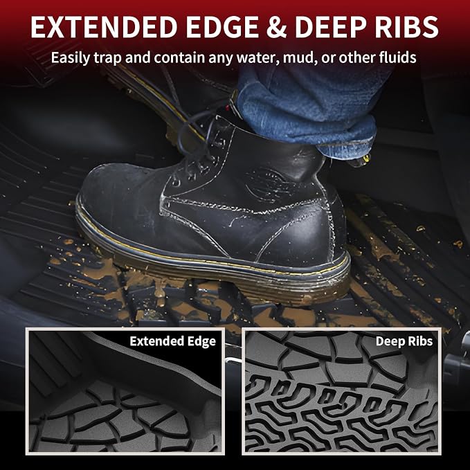 LASFIT Floor Mats for 2021-2026 Ford Bronco 4-Door Carpet Floor, All Weather TPE Protector Custom Fit SUV Floor Liners, Not Fit Bronco Sport or 2 Door