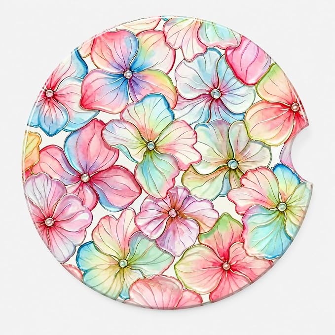 2Pack Car Cup Holder Coasters Absorbent Ceramic Coaster 2.56" for Women & Men Auto Flower Car Accessories