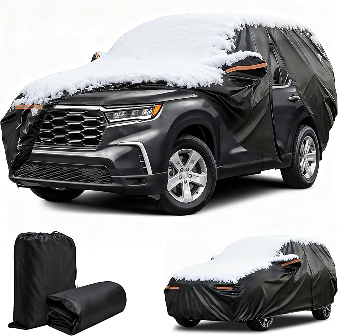 Winter Car Cover for Honda Pilot 2003-2025, Heavy Duty SUV Full Car Cover | Waterproof All Weather Outdoor for Hail Snow Ice Rain Sun UV Dust Protector, with Driver Side Zipper & Reflective Strips