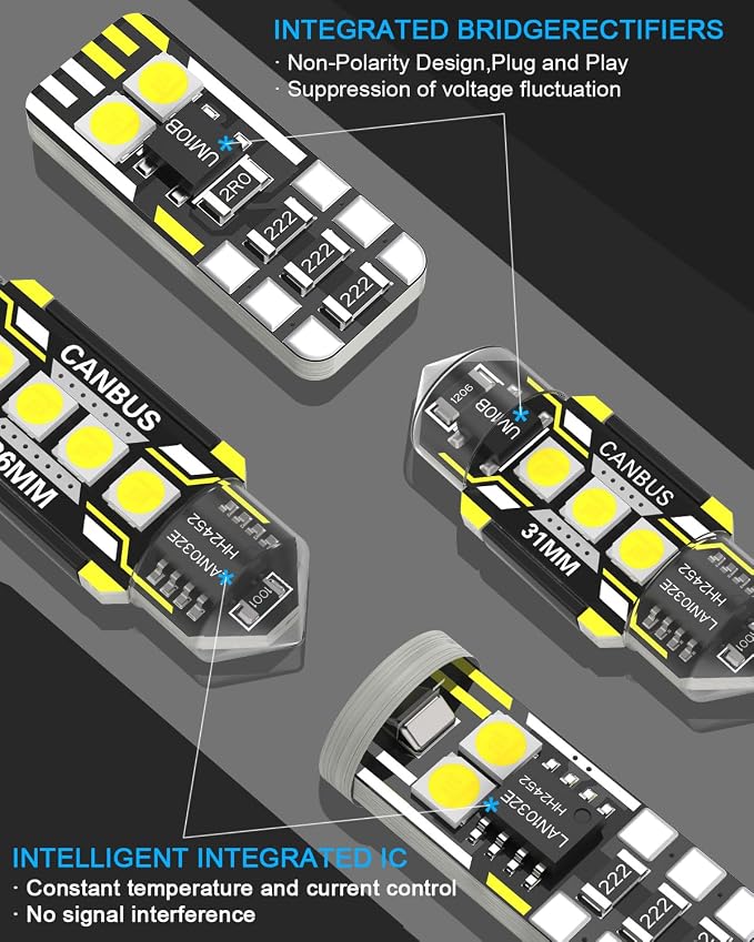 15 Pieces Interior LED Lights Replacement for Jeep Grand Cherokee WK2 2011-2021 White LED Interior Bulb with Install Tool