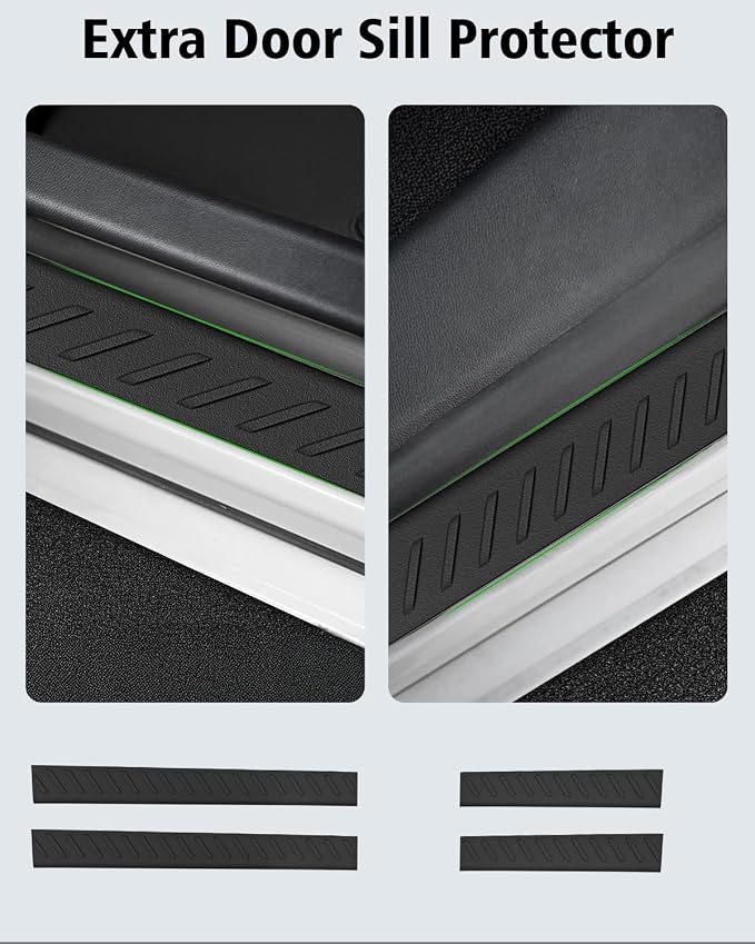 Floor Mats & Cargo Liner Custom Fit for Nissan Sentra 2026, Door Sill Guards, All Weather TPE Rubber Anti-Slip 1st & 2nd Row & Trunk Mat Floor Liners for Sentra 2026 Accessories, Black