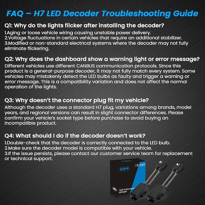 KDM H7 LED Canbus Decoder,Anti Flickering Error Free Load Resistor, LED Adapter Warning Canceller Resistor Adapter,2Pack