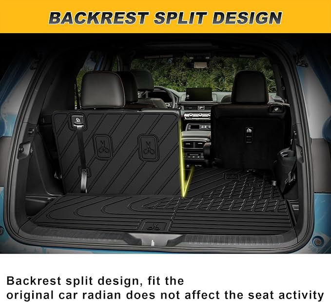 Original Cargo Mat Fit for Honda Pilot 2023-2026 | All Weather Protection Waterproof Trunk Mat with Back Seat Cover Pilot Accessories