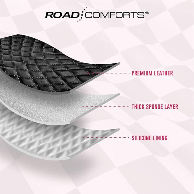 Road Comforts Leather Steering Wheel Cover – Black & Hot Pink, Universal Fit 14.5-15 Inch, Microfiber Leather, Anti-Slip & Breathable Design for Men and Women
