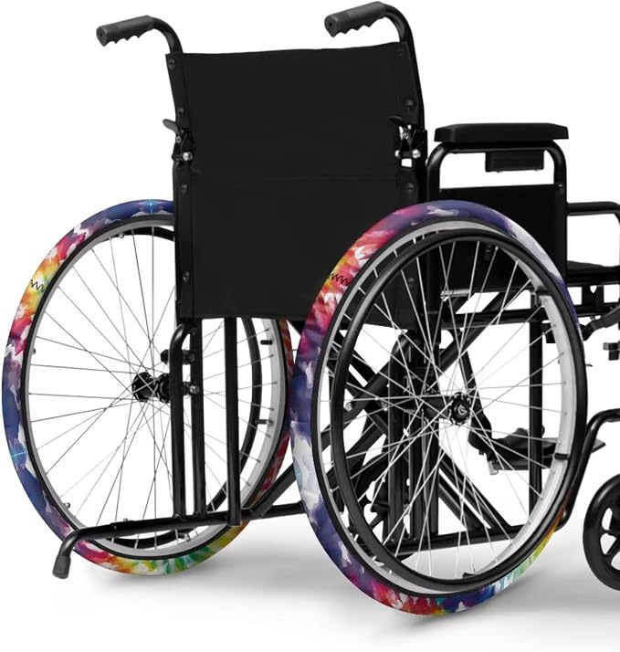 Wheelchair Wheel Covers Tie Dye Painting 2 PCS Wheelchair Tyre Covers Neoprene Wheel Cover for Transport Wheelchair Wheels