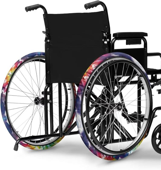 Wheelchair Wheel Covers Tie Dye Painting 2 PCS Wheelchair Tyre Covers Neoprene Wheel Cover for Transport Wheelchair Wheels