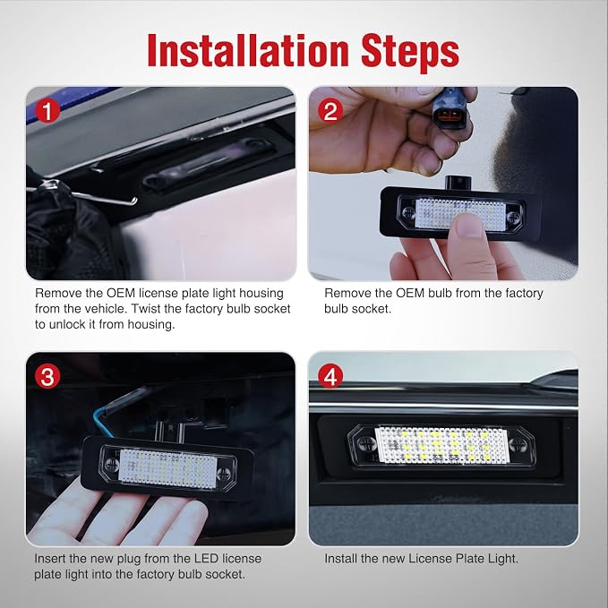 Nilight License Plate Lights Compatible with 2010 2011 2012 2013 2014 Ford Mustang 2008 2009 Ford Mercury Sable 2014 2015 Ford Edge 2010-2018 Ford Taurus with Black housing 6000K White 2PCS Pack