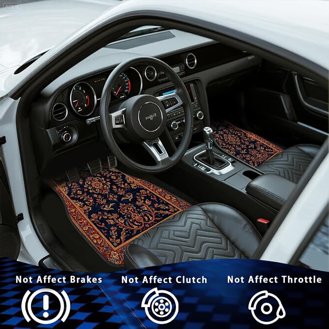 Botanical Car Floor Mats Set of 4 Black White Minimalist Floral Silhouette Automotive Foot Mats Rugs Carpet for Car Non-Slip Auto Car Accessories Universal Fit Car Accessories for Truck