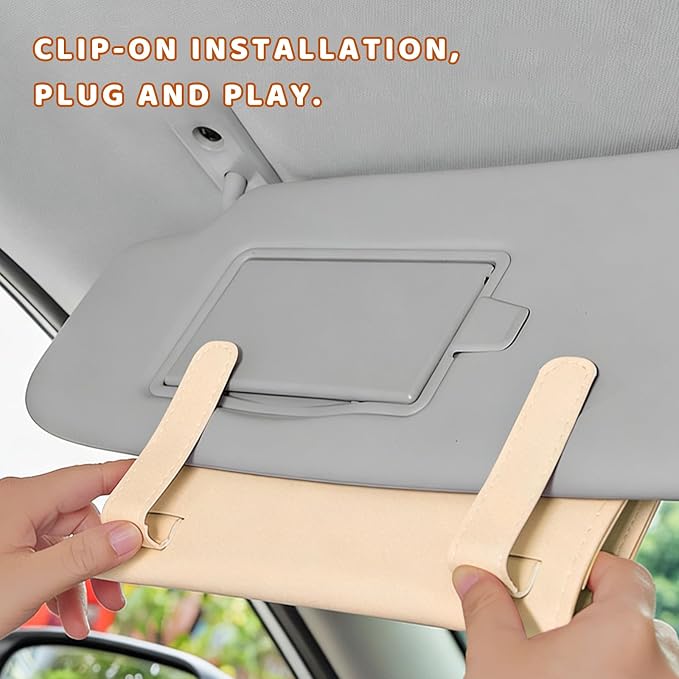 Car Visor Tissue Holder, Premium Leather Sun Visor Napkin Organizer with Tissue Refill, Universal Backseat Napkin Case Sunvisor Mask Holder for Cars SUVs Trucks RVs (Beige)