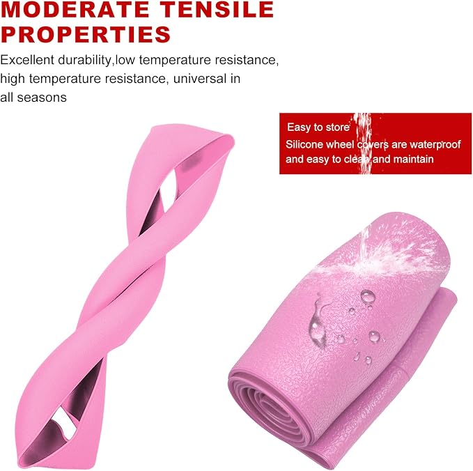 DXNQ Car Steering Wheel Cover, 13 to 14.17 inches Anti-Slip Silicone Steering Wheel Protector, Soft Flexible Shock-Absorbent Steering Wheel Protective Cover for Most Car Models (Pink)