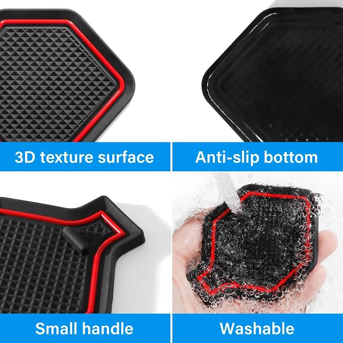 for Jetta Accessories 2026 2025 2024-2019 Cup Holder Protector Inserts Liners Mat Pad Anti Dust Coasters Non-Slip Mat Car Interior Decoration (Red Trim,4pcs/Set)