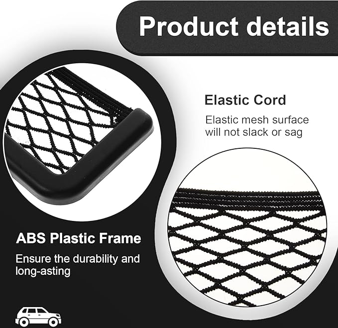 Frienda 4 Pcs Boat Storage Net Bag, ABS Plastic Car Framed Mesh Net Holder, Phone & Cargo Organizer with Screws for Auto, Rv, Boat, Pontoon, Truck Pocket Storage (6.7 x 3.15 Inch)