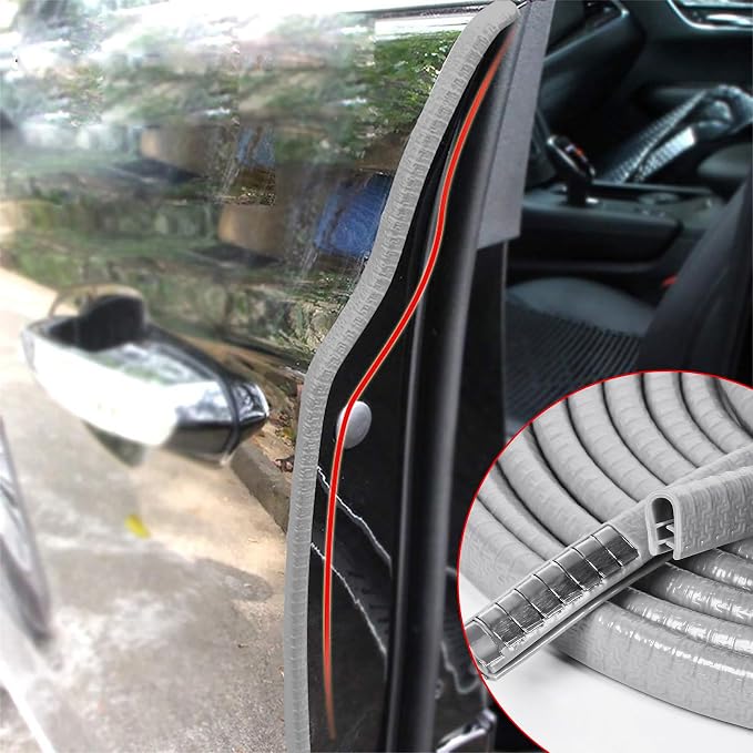 MYFAMIREA 33Ft(10M) Long Car Door Edge Guards, U Shape Edge Trim Rubber Seal Protector Car Door Protection Anti-Collision Rubber Clips Easy to Cut No Need Adhesive Fit for Most Vehicles| Grey